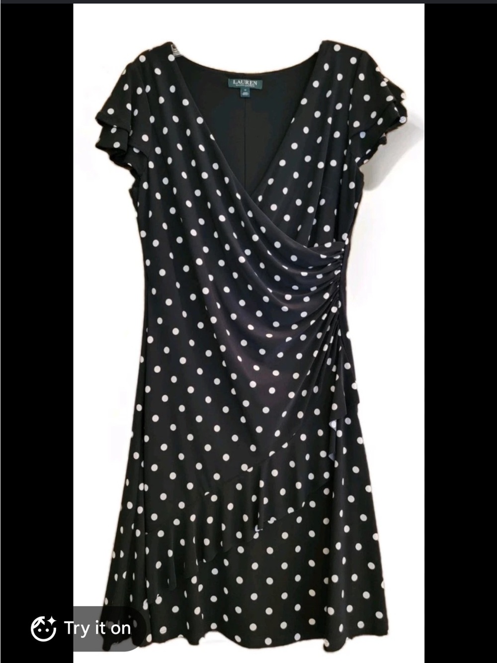 Ralph Lauren polka dot faux wrap dress size 12 Rockabilly Retro